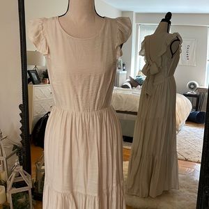 Express Cream Tiered Backless Maxi dress